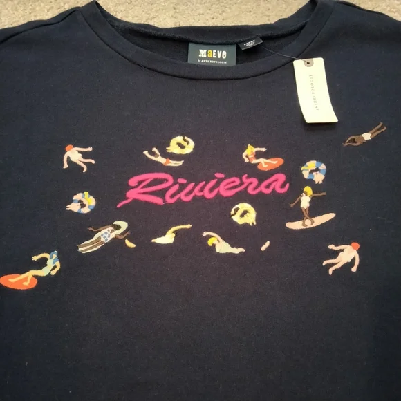 NWT Sz L Anthro Maeve Cropped French Terry Sweatshirt - Picture 6 of 8